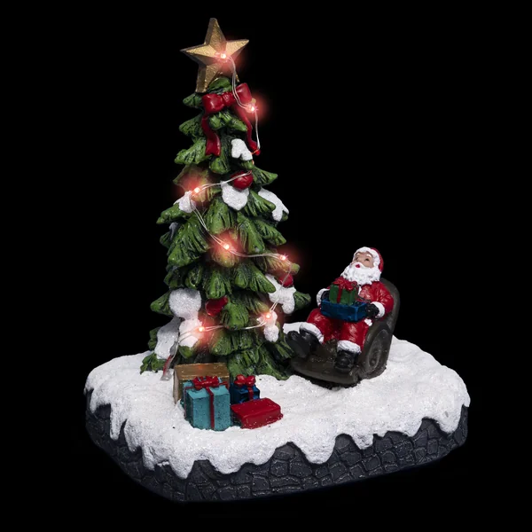 VILLAGE DE NOEL SAPIN PERE NOEL FAUTEUIL A PILE 8 LEDS