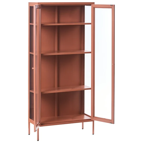 Vitrine en verre avec éclairage LED HARTY Métal 80 cm Marron doré