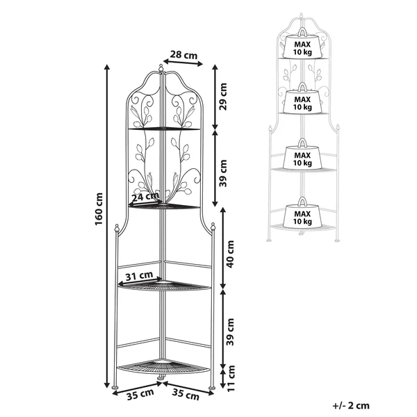 Étagère d'angle SIDERNO Métal 35 cm 35 cm Noir