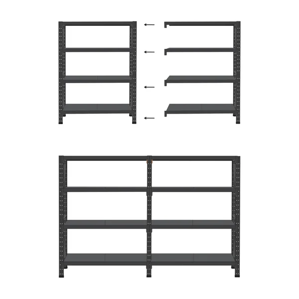 Étagères de garage FIUGGI Métal 200 cm 60 cm Noir